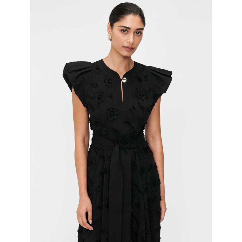 Veronika Maine Sunflower Embroidered Cotton Midi Dress image number 7